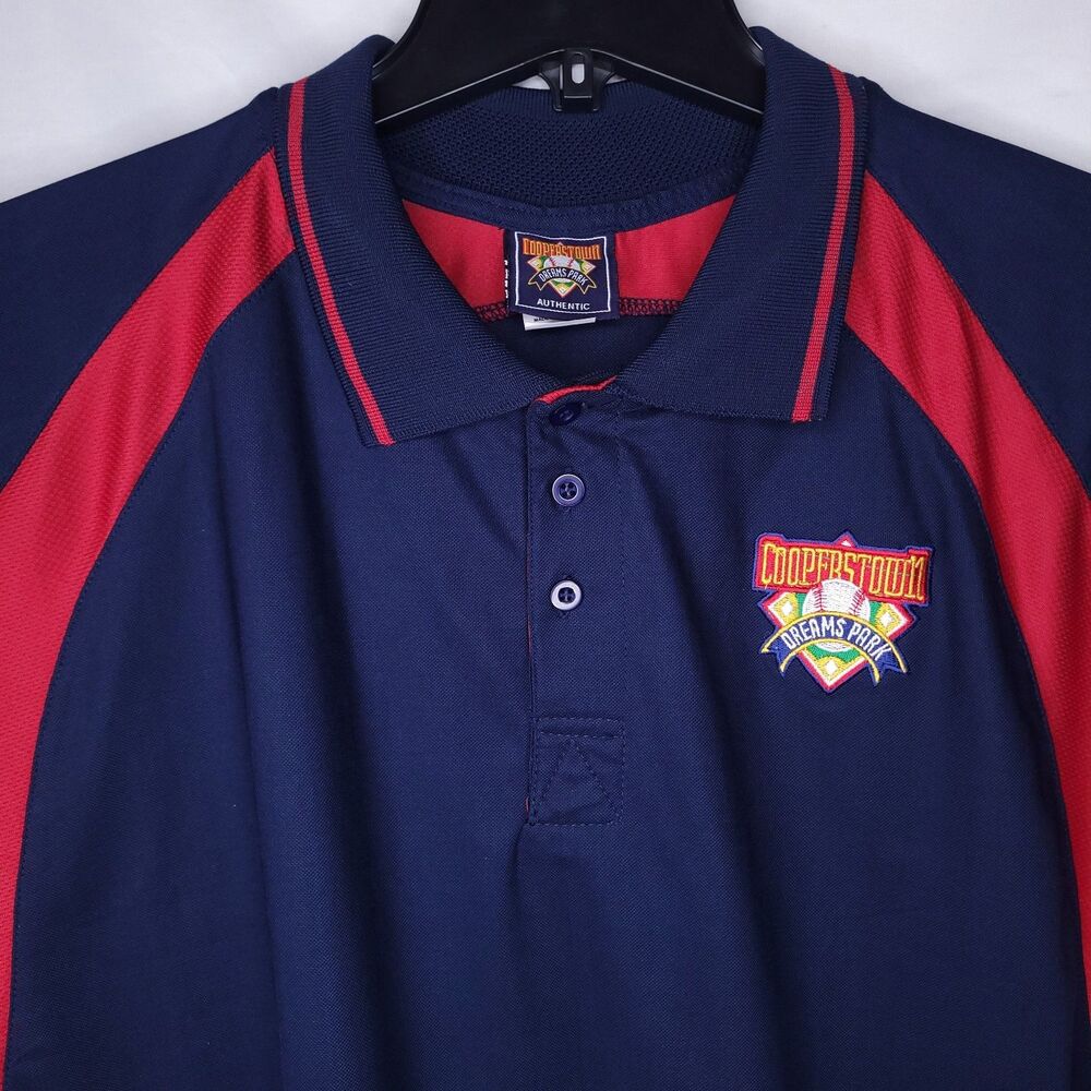 Cooperstown Polo Shirt Mens Large Navy, Red Dreams Park